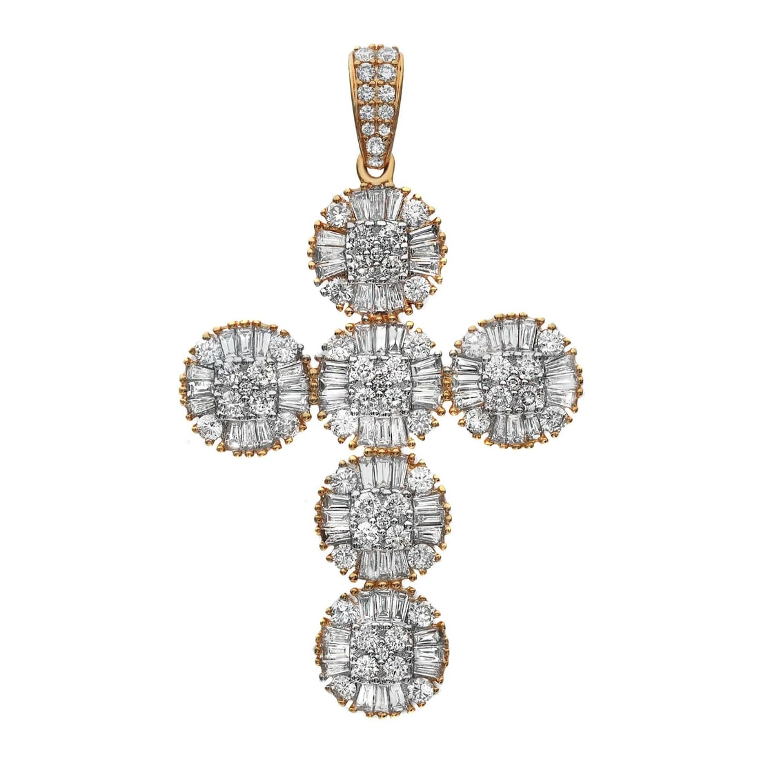 Rachel Koen 14K Yellow Gold Diamond Cross Pendant 2.06Cttw (1 of 5)