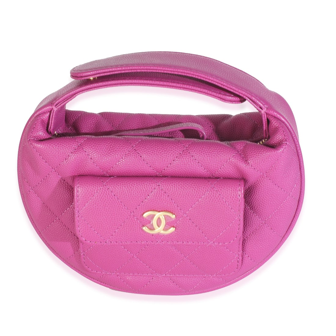 Chanel Mini Round Hobo Handbag Purple Caviar Leather 2021: Chanel Mini Round Hobo Handbag Purple Caviar Leather 2021 This Chanel Mini Round Hobo Handbag is crafted from luxurious purple quilted caviar leather, showcasing a stylish yet functional design. The h
