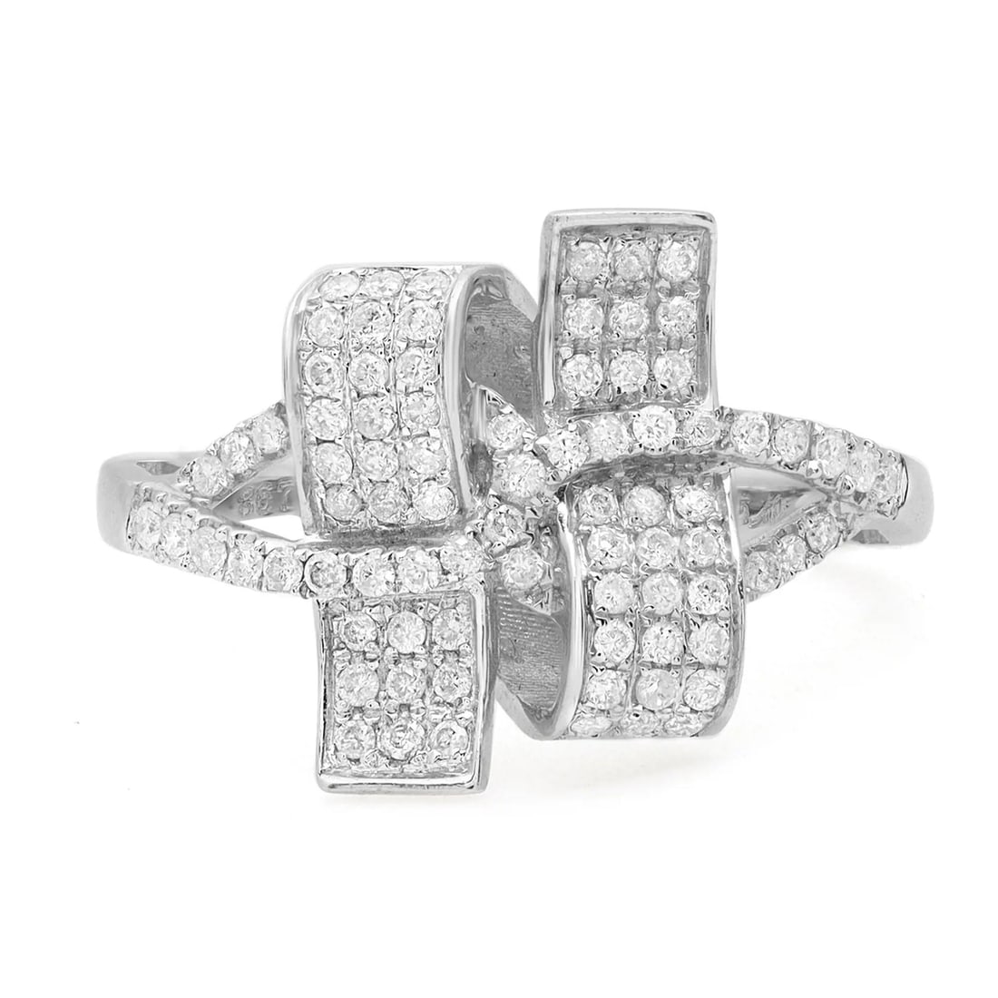 R Rachel Koen 0.47ct Pave Round Diamond Ring in 14K White Gold Size 7.5 (1 of 5)