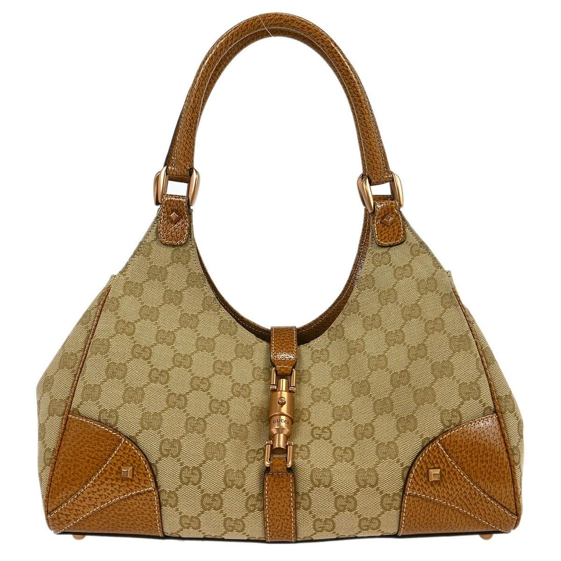 Gucci Jackie Beige Canvas Leather Hobo Bag Style 124407 4123 (1 of 10)