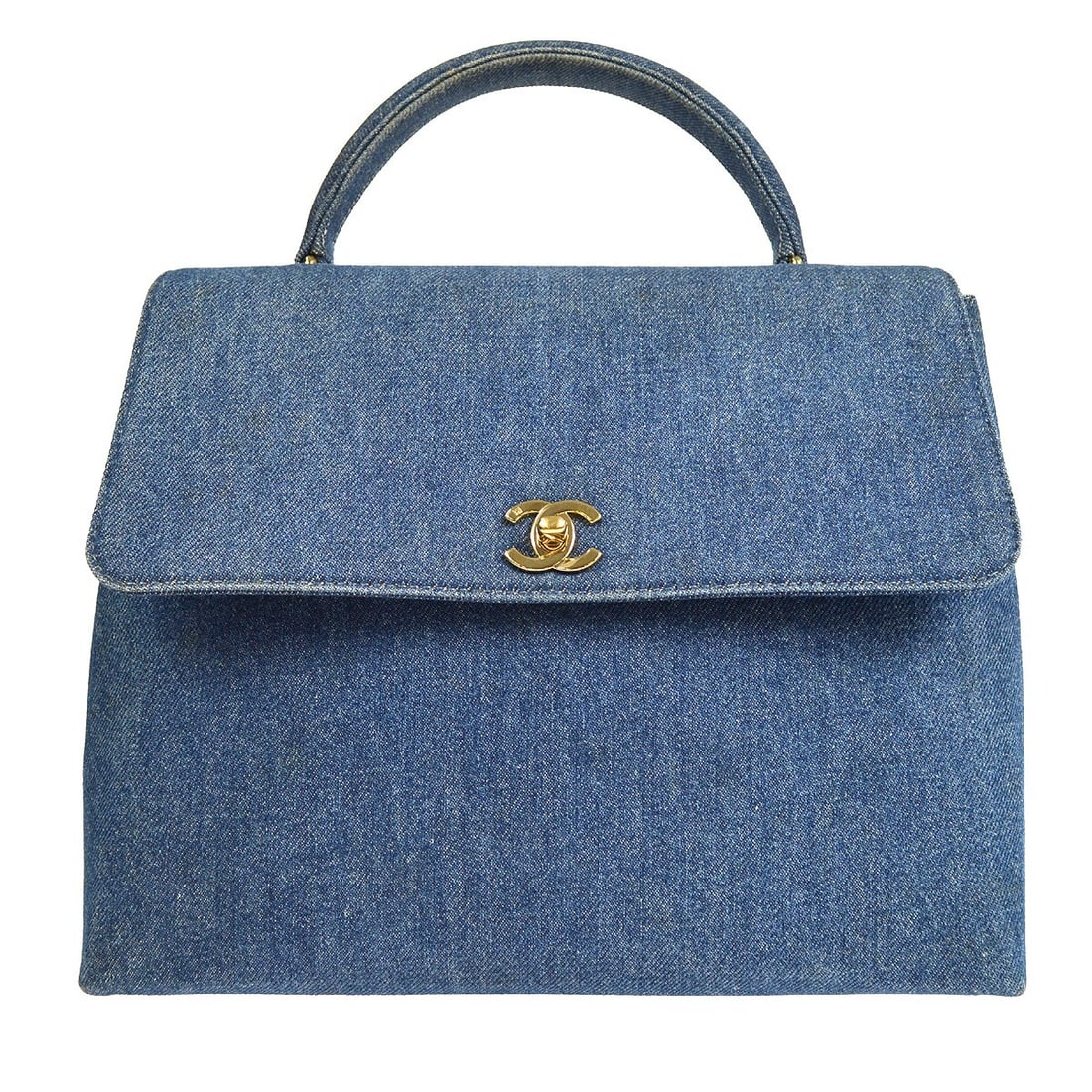 Chanel Indigo Blue Denim Top Handle Handbag with Leather Lining (1 of 10)