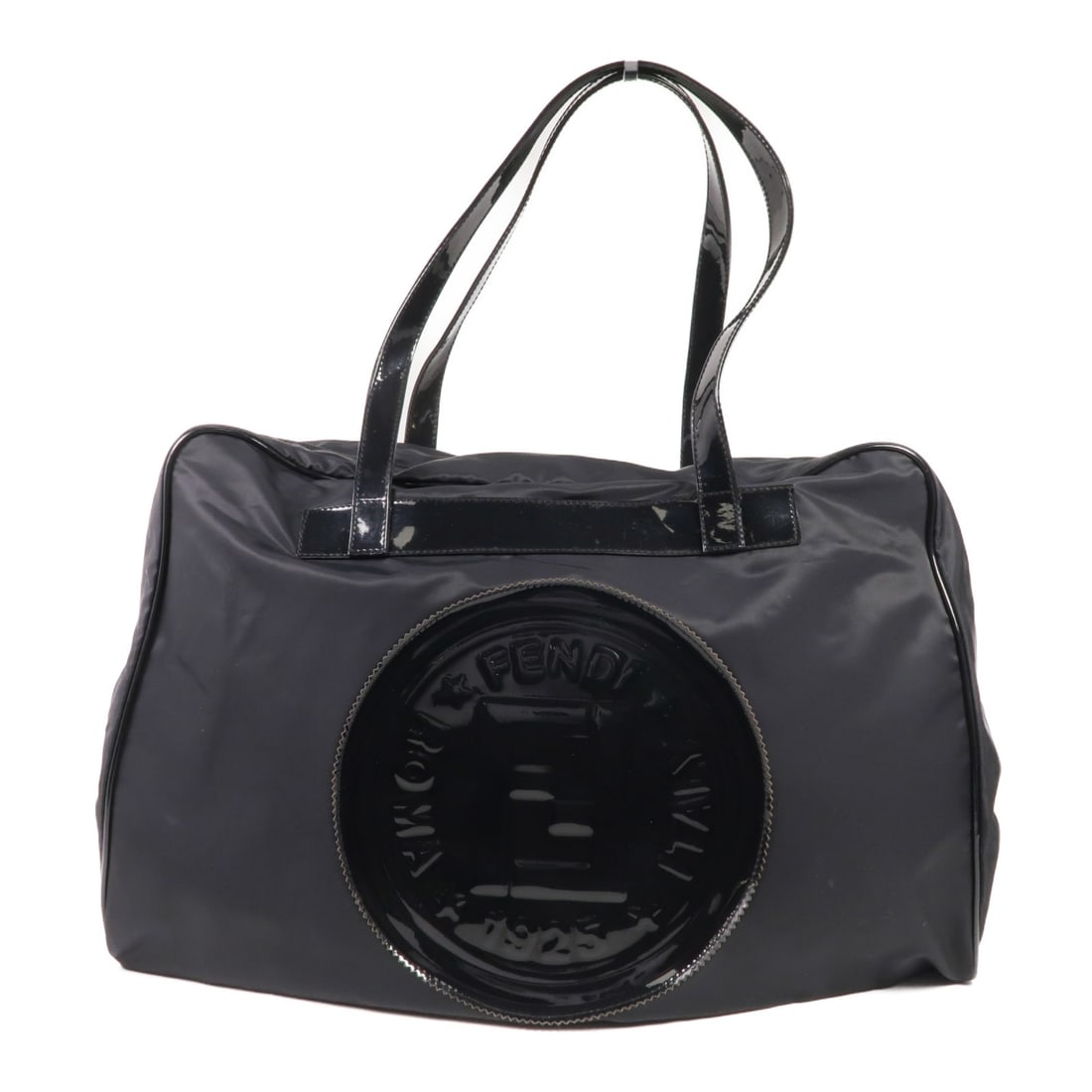 FENDI Black Nylon Shoulder Bag Made in Italy: FENDI Black Nylon Shoulder Bag Made in Italy This FENDI shoulder bag combines elegance with practicality, crafted from durable nylon in a sleek black finish. Measuring 18.5 inches in length, 12.6 inch