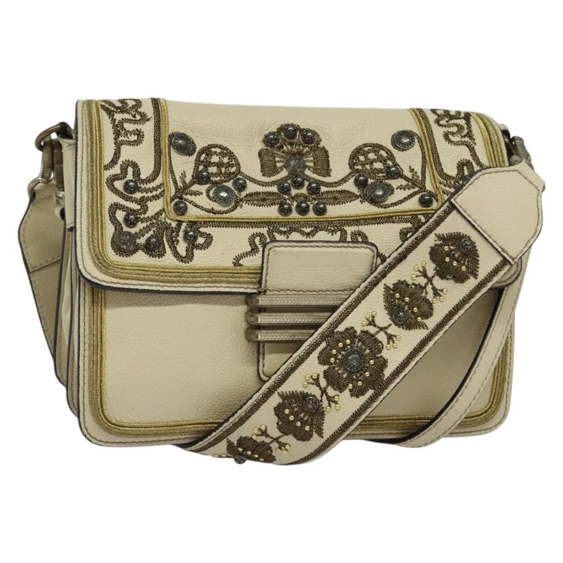 ETRO Rainbow Leather Shoulder Bag Beige Made in Italy (1 of 18)