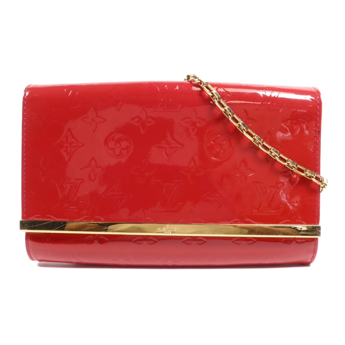 LOUIS VUITTON Ana Chain Shoulder Bag M90092 Vernis Red GHW (1 of 18)