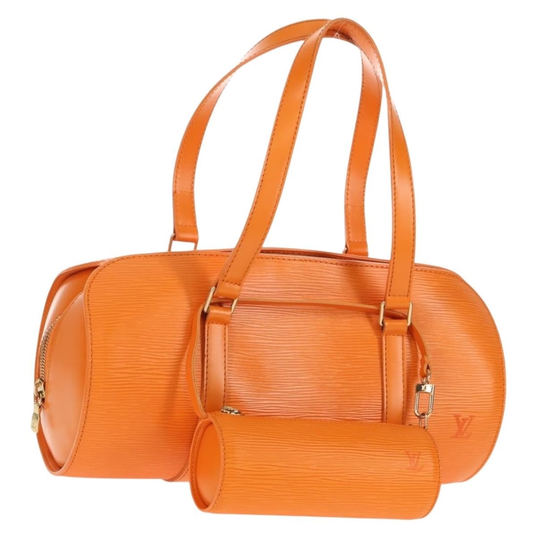 LOUIS VUITTON Epi Soufflot Hand Bag Orange M5222H Authentic: LOUIS VUITTON Epi Soufflot Hand Bag Orange M5222H Authentic This elegant Louis Vuitton Epi Soufflot Hand Bag in vibrant Orange Mandarin is a stunning accessory that combines style with functionality.