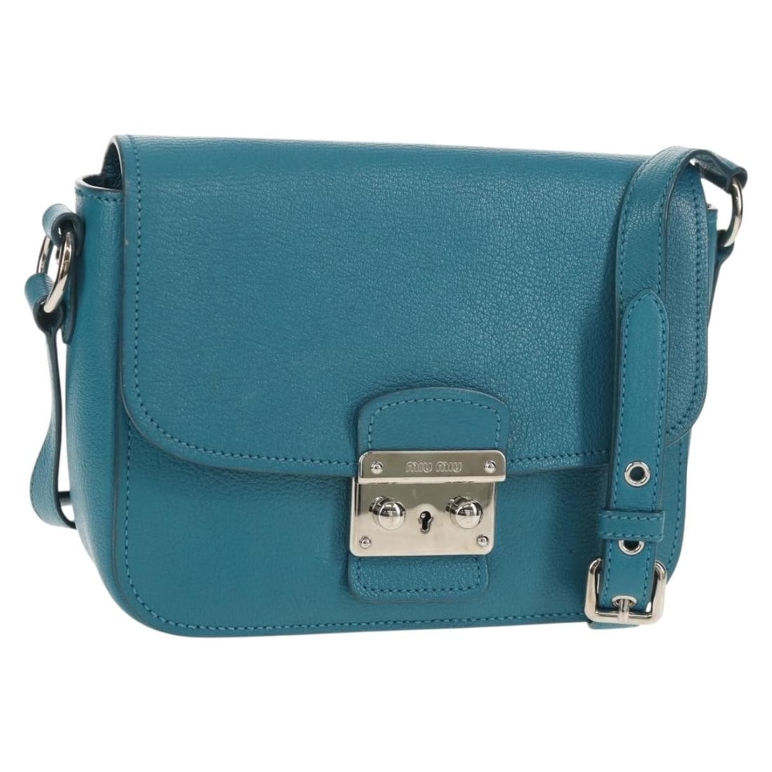 Miu Miu Turquoise Blue Leather Shoulder Bag Auth 152419A (1 of 18)