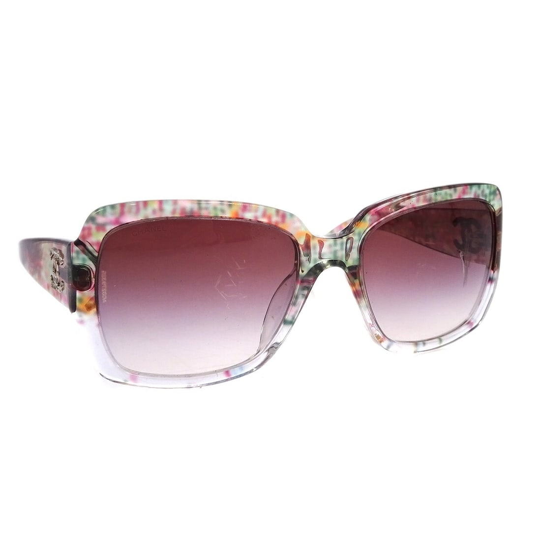 Chanel CC Logos Pink Green Sunglasses Acrylic Frame 130mm (1 of 7)