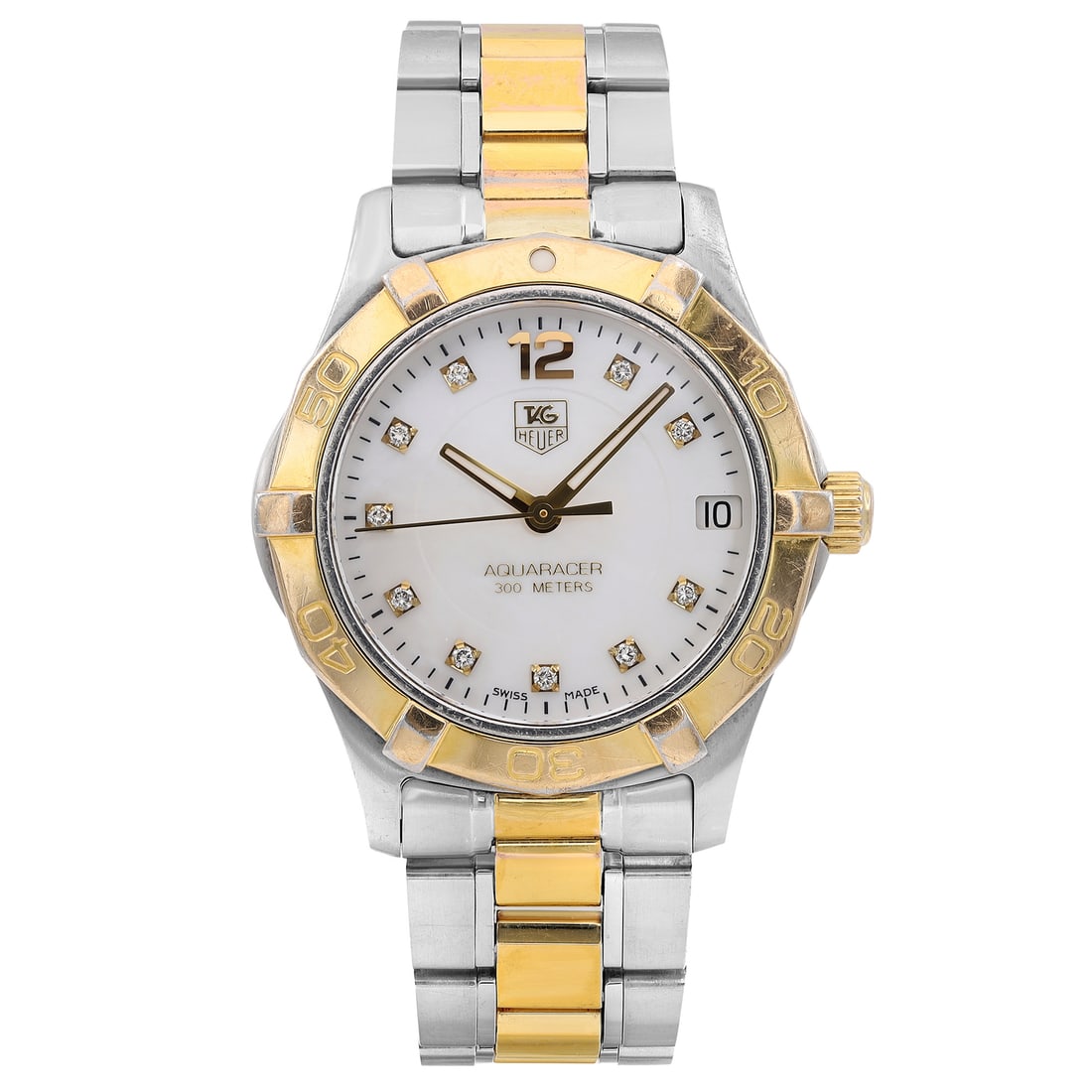 TAG Heuer Aquaracer 32mm Quartz Watch Diamond MOP Dial Gold Bezel (1 of 6)