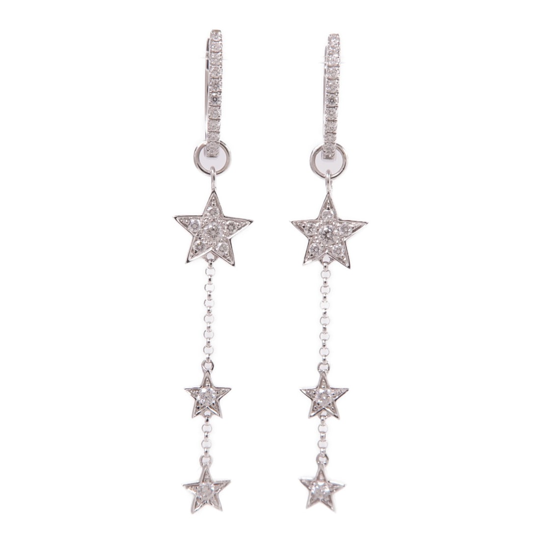 JEWELRY 18K White Gold Diamond Pierced Earrings (1 of 8)