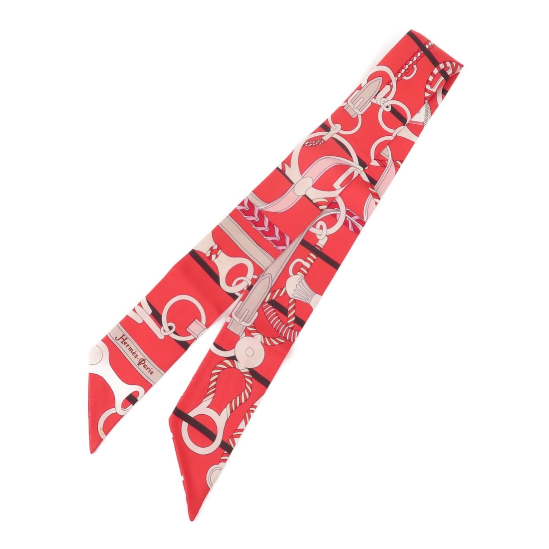 HERMES Twilly Silk Scarf in Red (1 of 10)