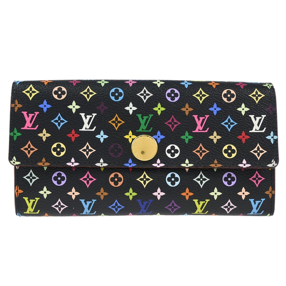 Louis Vuitton Multicolor Portefeuille Sarah Wallet M93747 Black Monogram (1 of 9)