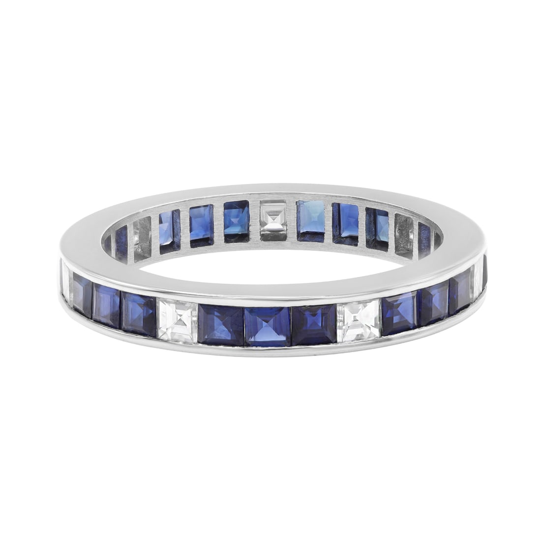 Rachel Koen Platinum Channel Set Eternity Band Ring 1.20Ctw Blue Sapphire Diamond: Rachel Koen Platinum Channel Set Eternity Band Ring 1.20Ctw Blue Sapphire Diamond This stunning Channel Set Blue Sapphire Diamond Eternity Band Ring is crafted in high-quality Platinum (950 parts per
