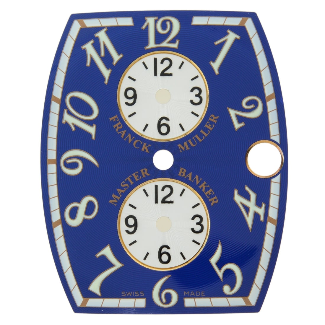 Franck Muller Master Banker Blue White Unisex Watch Dial: Franck Muller Master Banker Blue White Unisex Watch Dial Elevate your timepiece collection with this Franck Muller Master Banker watch dial, featuring a striking blue and white color combination. This