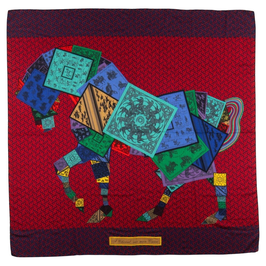 Hermes Cheval Sur Mon Cashmere Silk Shawl 54 x 52 France 21st Century (1 of 6)