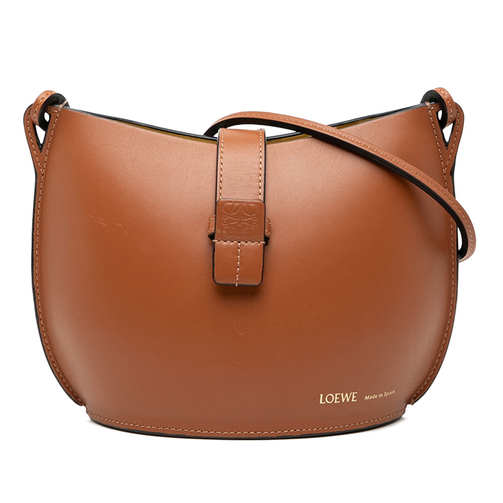 Loewe Brown Leather Bucket Bag with Molded Design and Flap Tab (1 of 8)