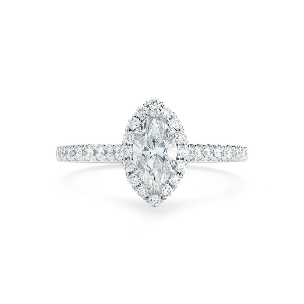 Rachel Koen Halo Engagement Ring Platinum 1.59ct Marquise Diamond GIA Certified: Rachel Koen Halo Engagement Ring Platinum 1.59ct Marquise Diamond GIA Certified This stunning engagement ring features a marquise cut diamond set in a luxurious halo design, crafted from high-quality
