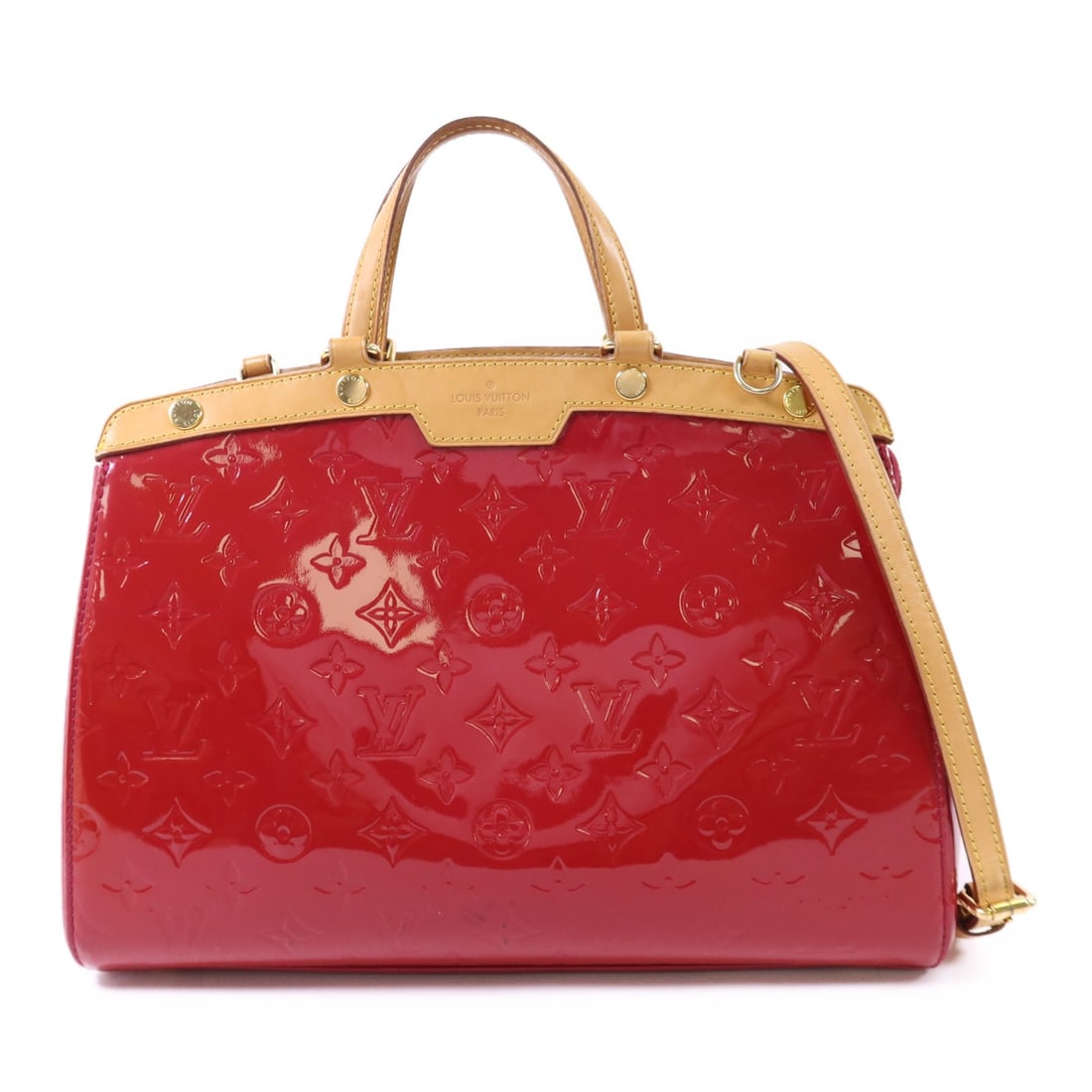 Louis Vuitton Brea MM Red Patent Leather Shoulder Bag M90179 Gold Hardware (1 of 18)