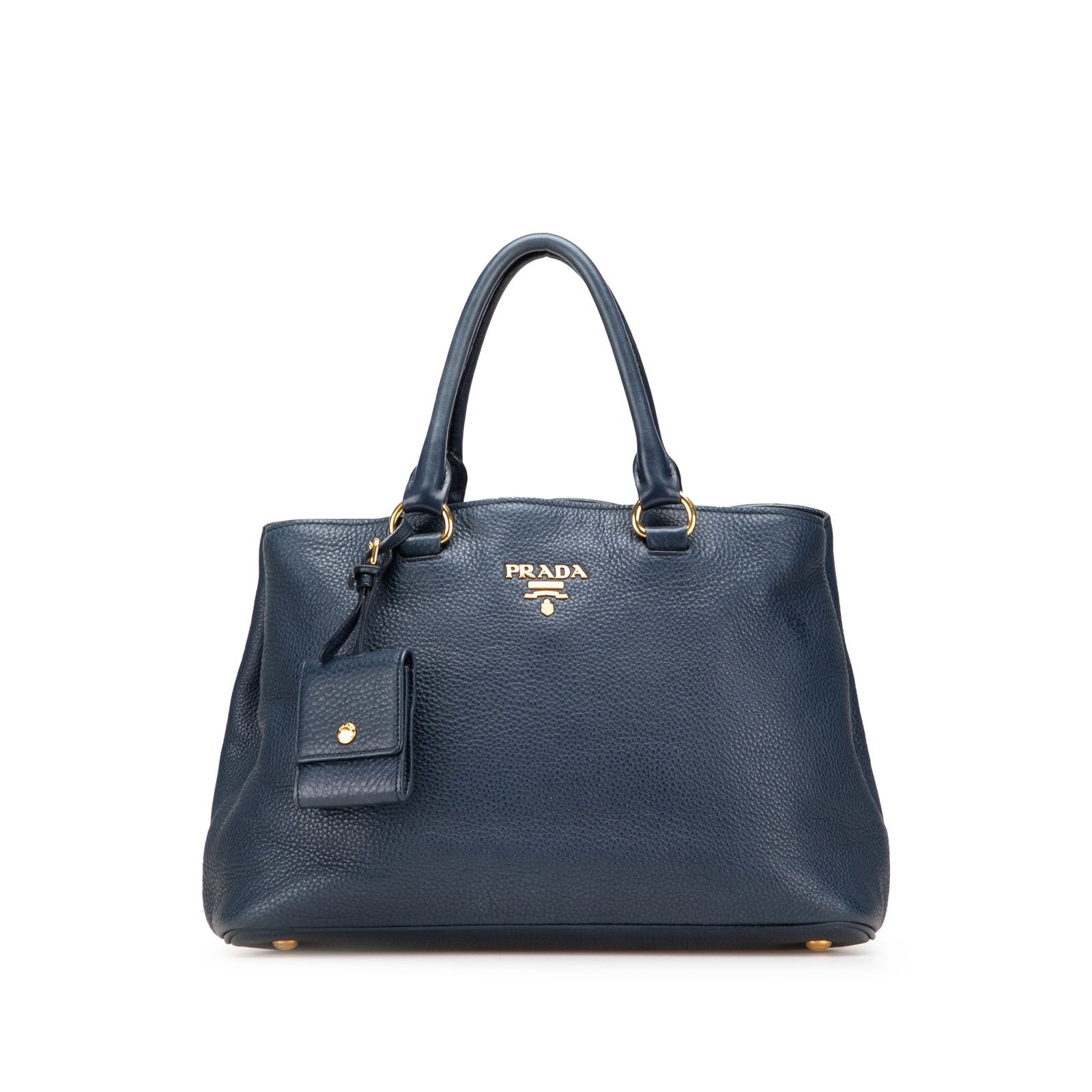 Prada Vitello Daino Leather Blue Open Convertible Tote (1 of 14)