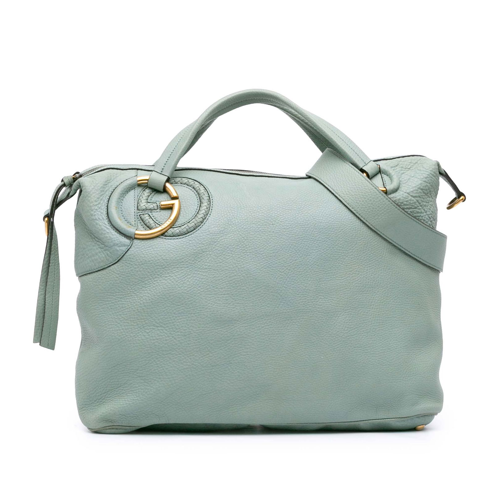 Gucci Leather Twill Satchel Blue with Detachable Strap (1 of 12)
