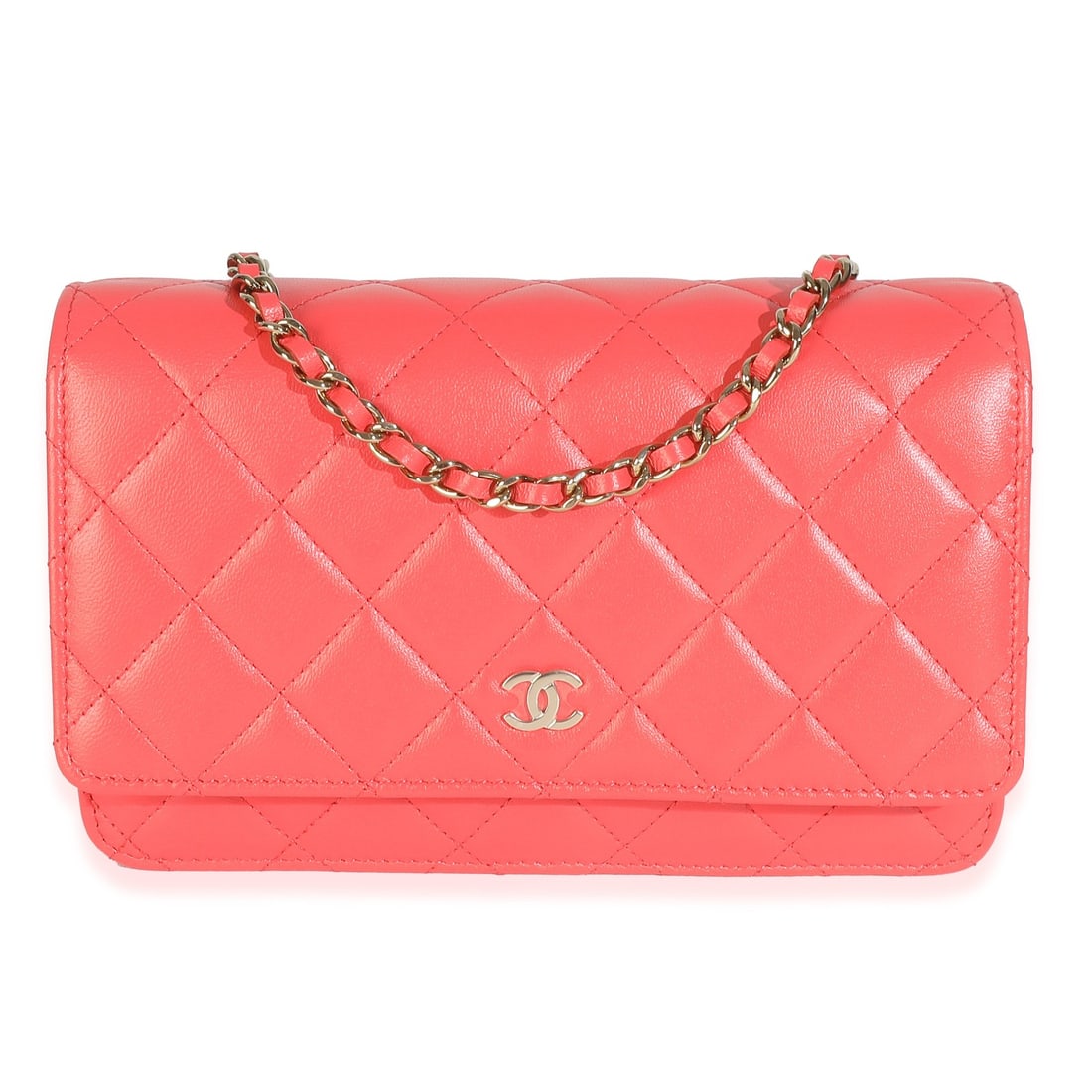 Chanel Pink Quilted Lambskin Classic Wallet On Chain 2021-2024 (1 of 9)