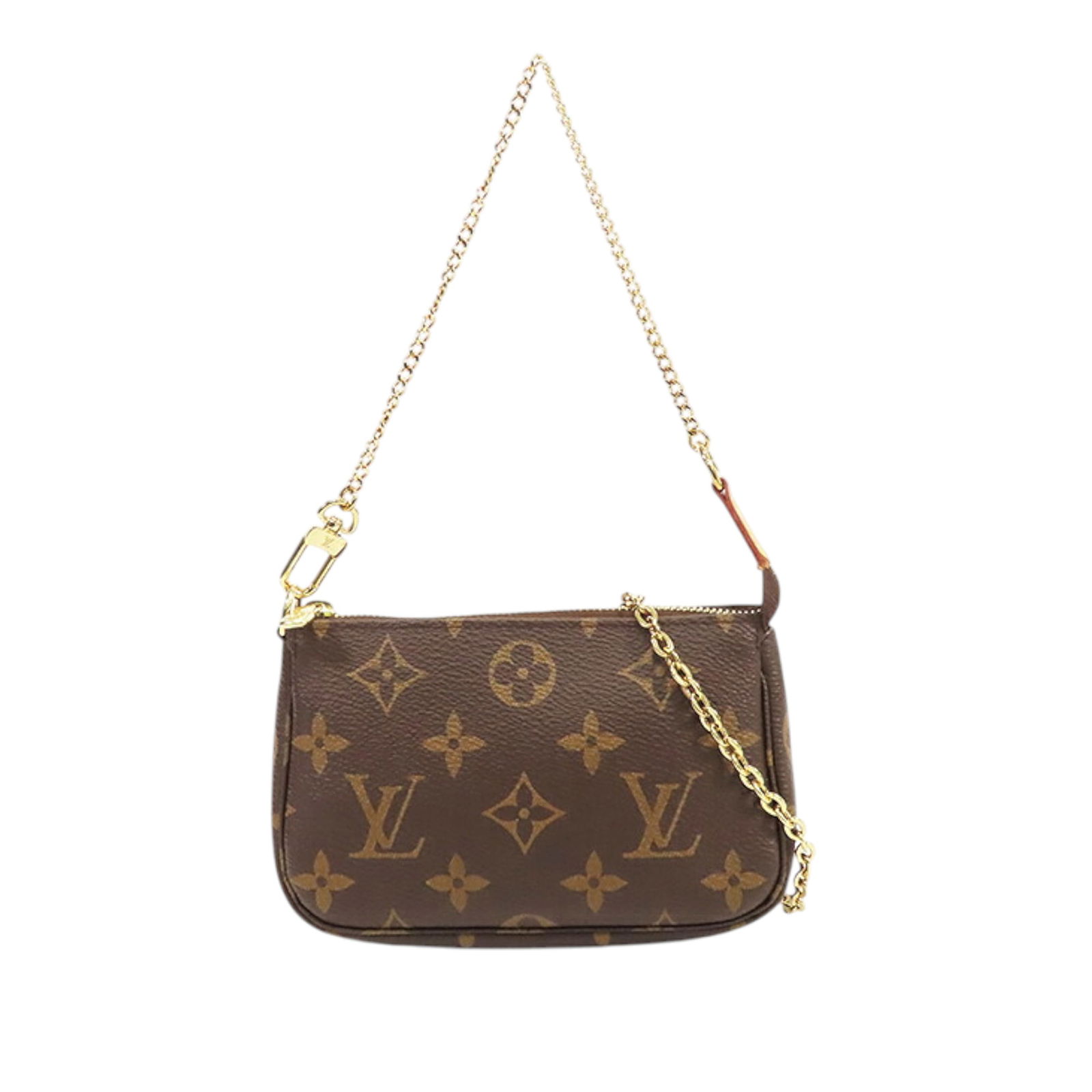 Louis Vuitton Monogram Canvas Mini Pochette Handbag with Gold Tone Chain (1 of 11)
