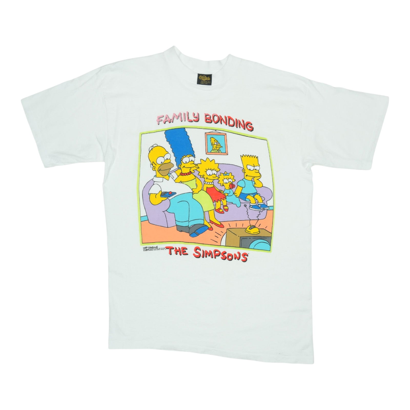 Vintage 1989 The Simpsons Family Bonding Shirt White Cotton XL: Vintage 1989 The Simpsons Family Bonding Shirt White Cotton XL Celebrate nostalgia with this original vintage 1989 The Simpsons Family Bonding Shirt. This true vintage piece is not a modern reproducti