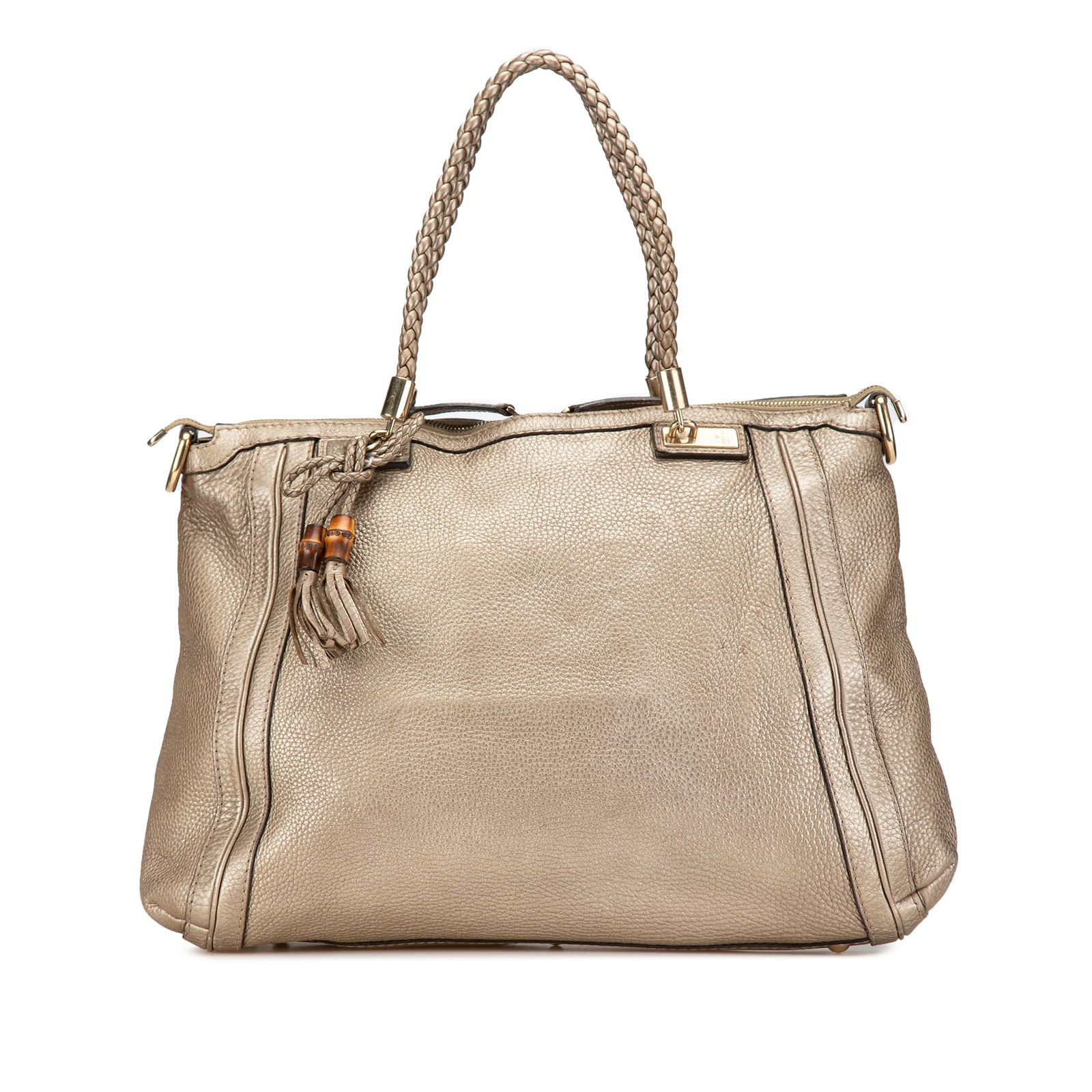 Gucci Large Leather Bella Tote in Gold with Braided Handles (1 of 12)