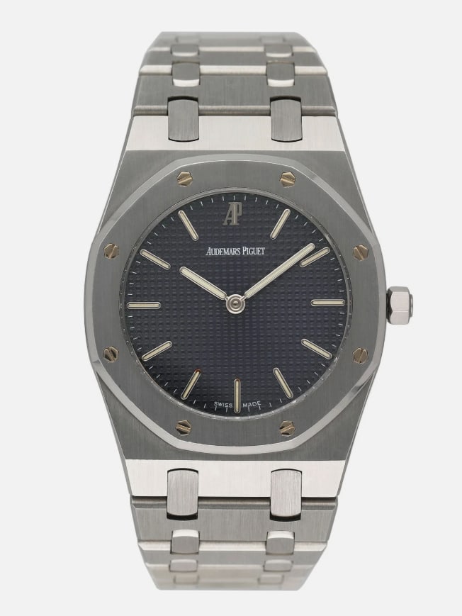 Royal Oak Ref 56303ST.OO.0789ST Blue Tapisserie Dial Bracelet Watch: Royal Oak Ref 56303ST.OO.0789ST Blue Tapisserie Dial Bracelet Watch This Audemars Piguet Royal Oak watch features a striking blue Tapisserie dial and a matching bracelet. The timepiece is designed for