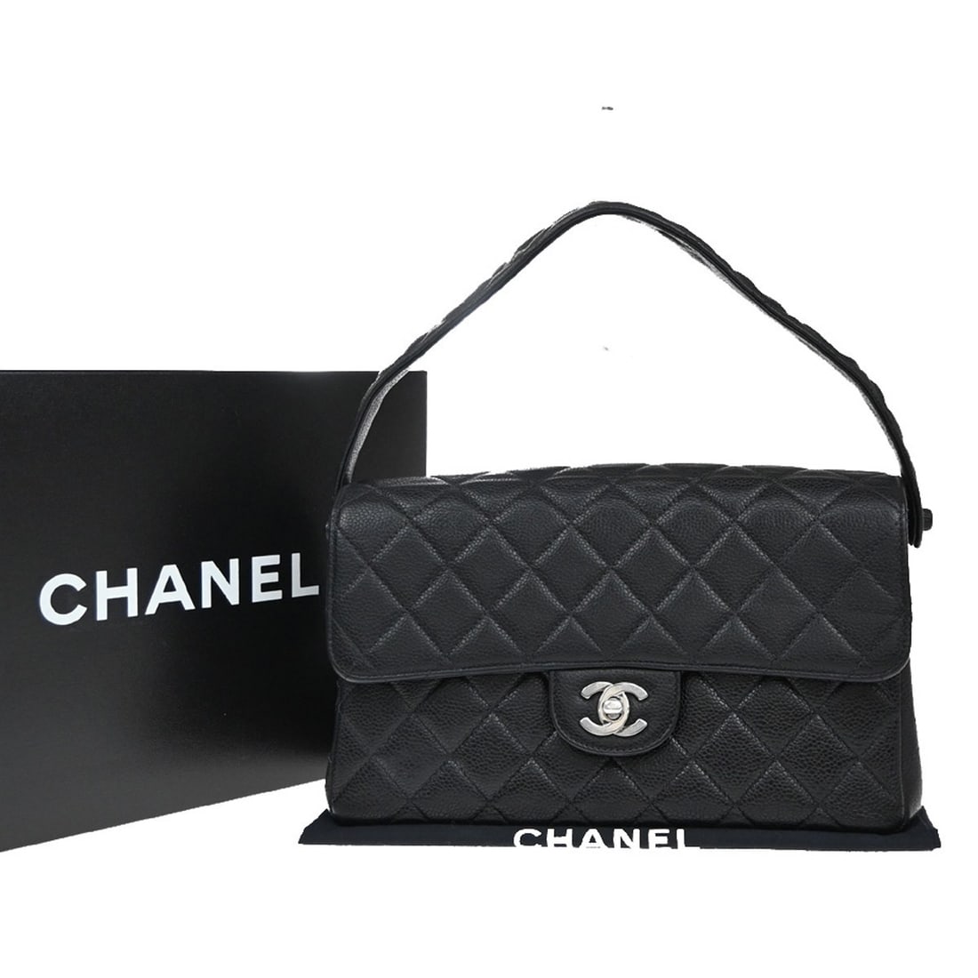 Black Double Sided Flap Handbag Chanel Vintage (1 of 1)