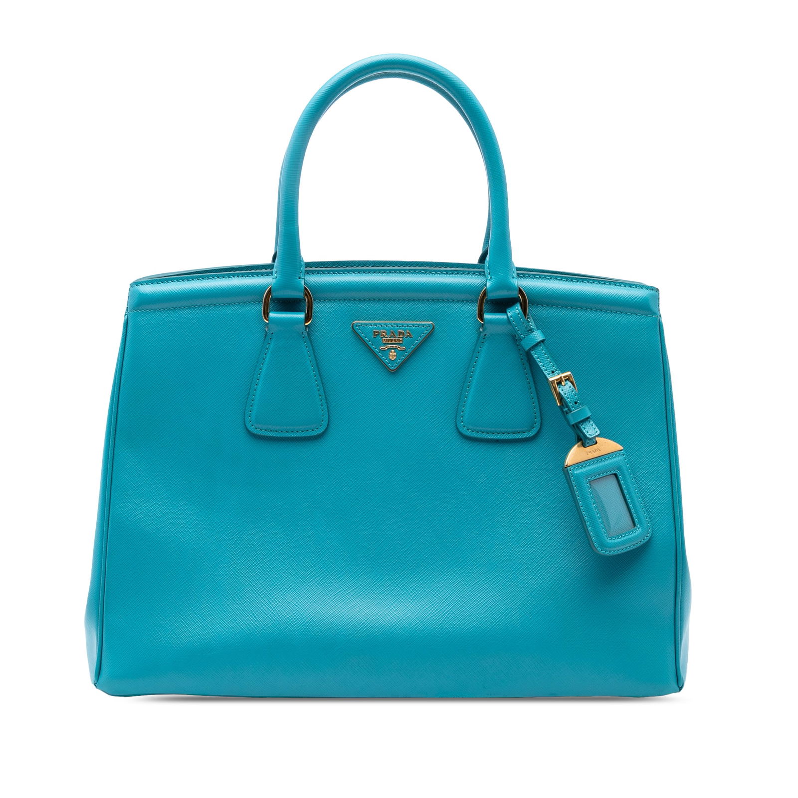 Prada Saffiano Lux Parabole Tote Bag in Blue Leather (1 of 6)