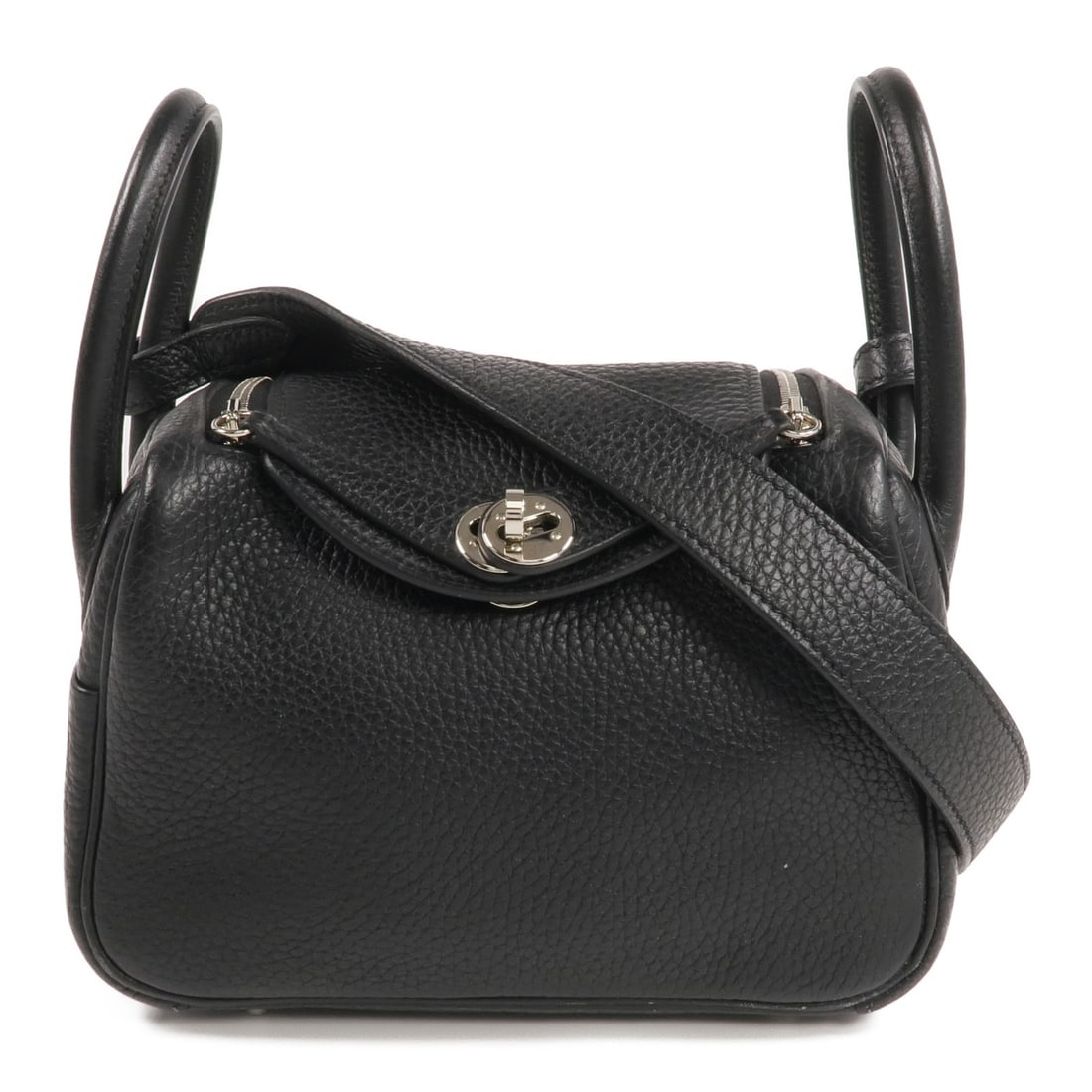 Hermes Mini Lindy Black Taurillon Clemence Leather Shoulder Handbag Palladium Hardware (1 of 14)