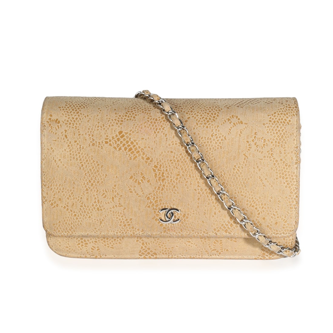 Chanel Wallet On Chain Beige Suede Lace Crossbody with Dustbag and Card (1 of 9)