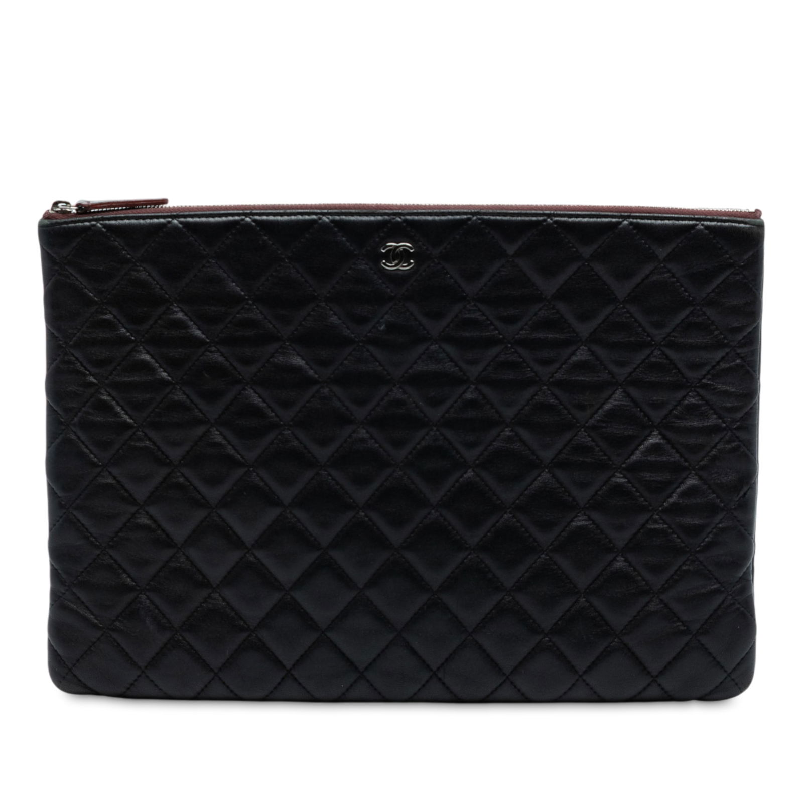 Chanel Large CC Quilted Lambskin Clutch Black Italy (1 of 7)