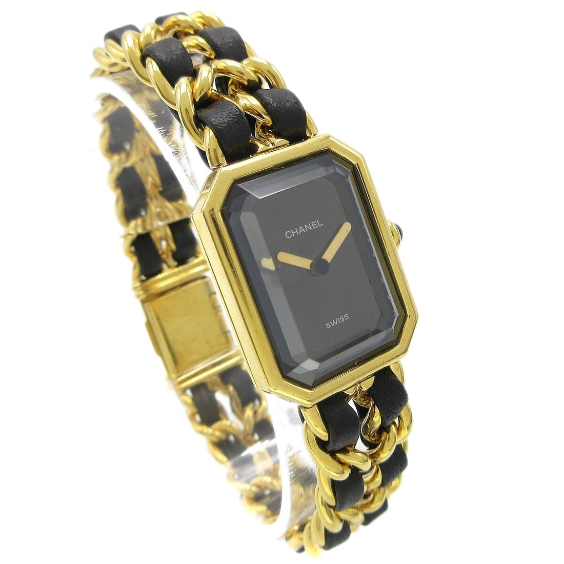 Premiere Rock Ladies Quartz Timepiece by Chanel: Premiere Rock Ladies Quartz Timepiece by Chanel This Chanel Premiere Rock Quartz Watch is designed for women and features a quartz movement. The watch shows signs of use, including scratches on the ba