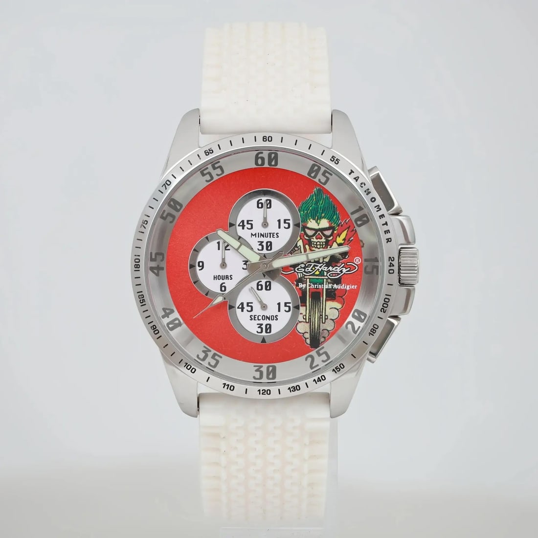 Ed Hardy 45mm Red Dial Dragster Men's Watch DR-WH0439 Quartz Water-Resistant (1 of 3)