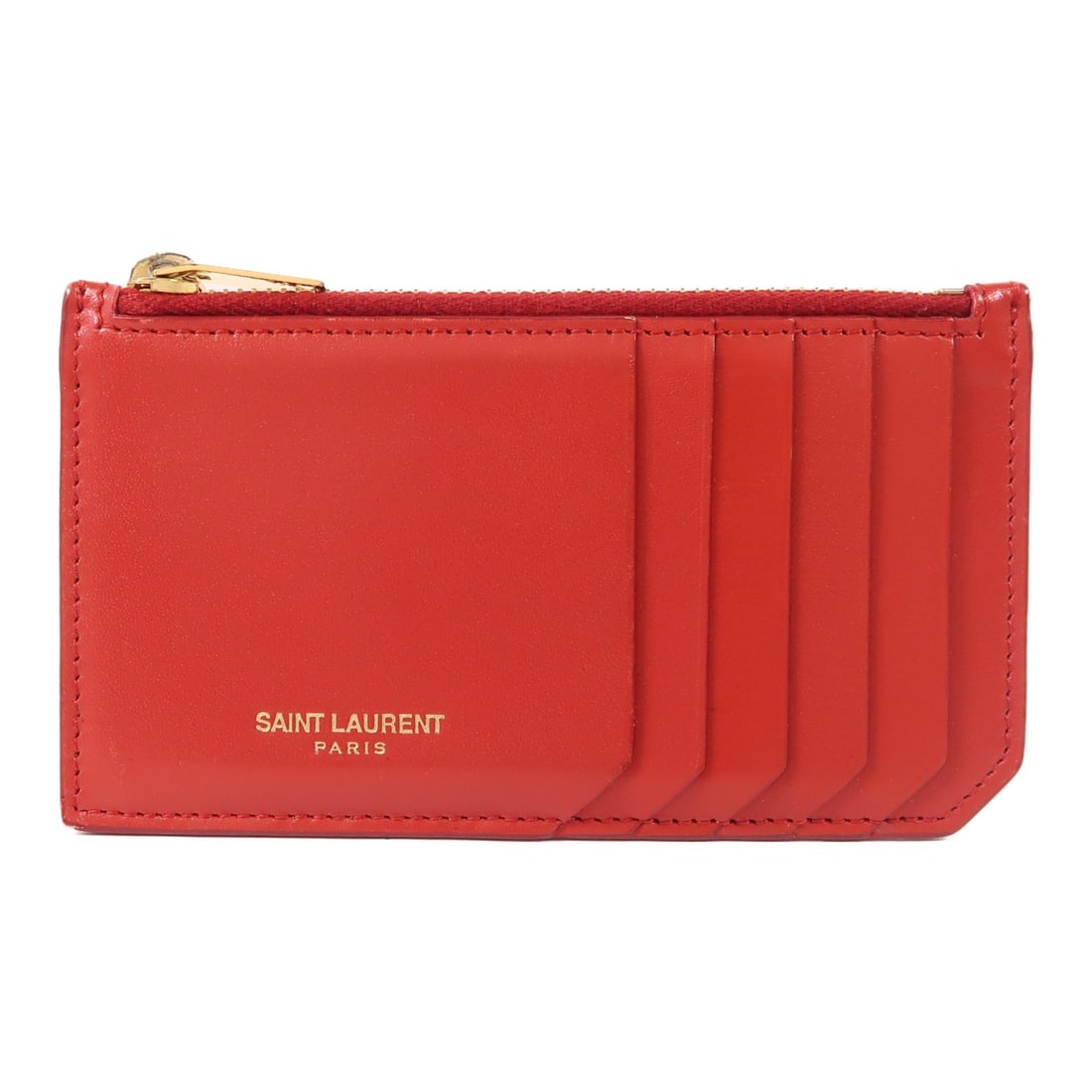 SAINT LAURENT Red Calfskin Leather Card Case ZNN327212 (1 of 16)