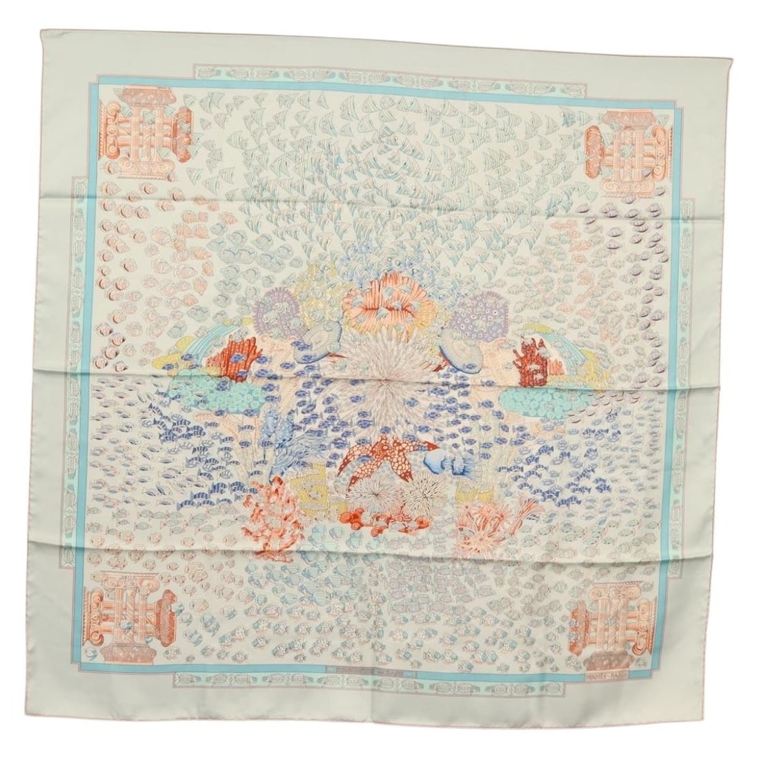 HERMES 90cm Silk Scarf Rencontre Ocean Light Blue Authentic (1 of 14)