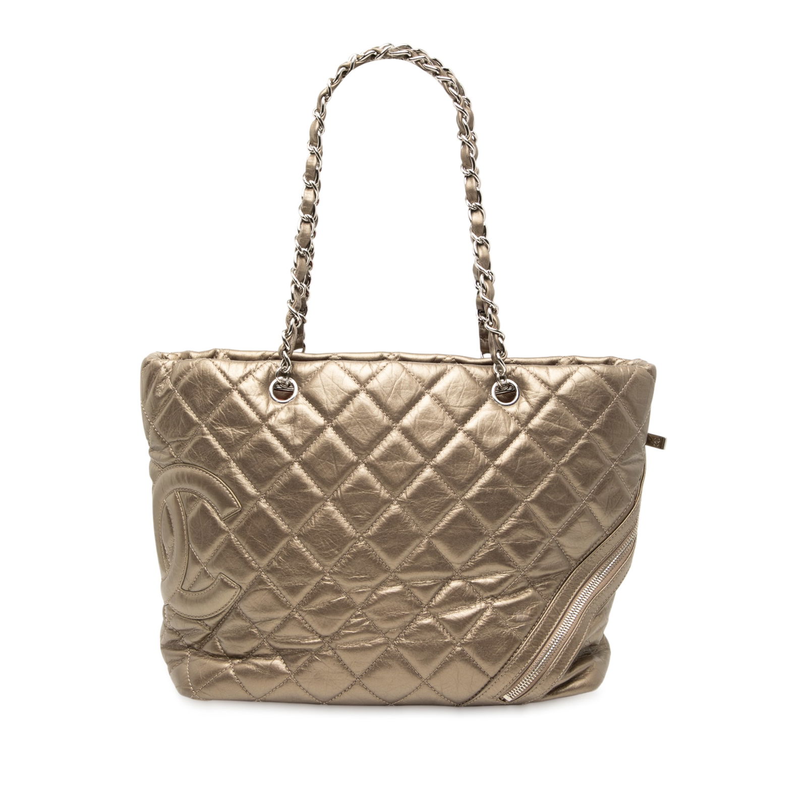 Chanel Cotton Club Tote Large Quilted Aged Calfskin Leather Gold Bag (1 of 8)