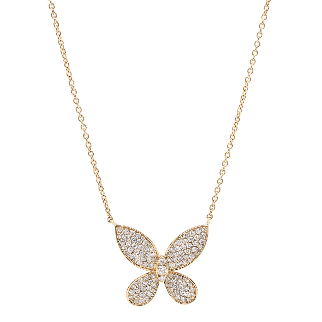Rachel Koen 0.96Cttw Diamond Butterfly Pendant Necklace 14K Yellow Gold (1 of 7)