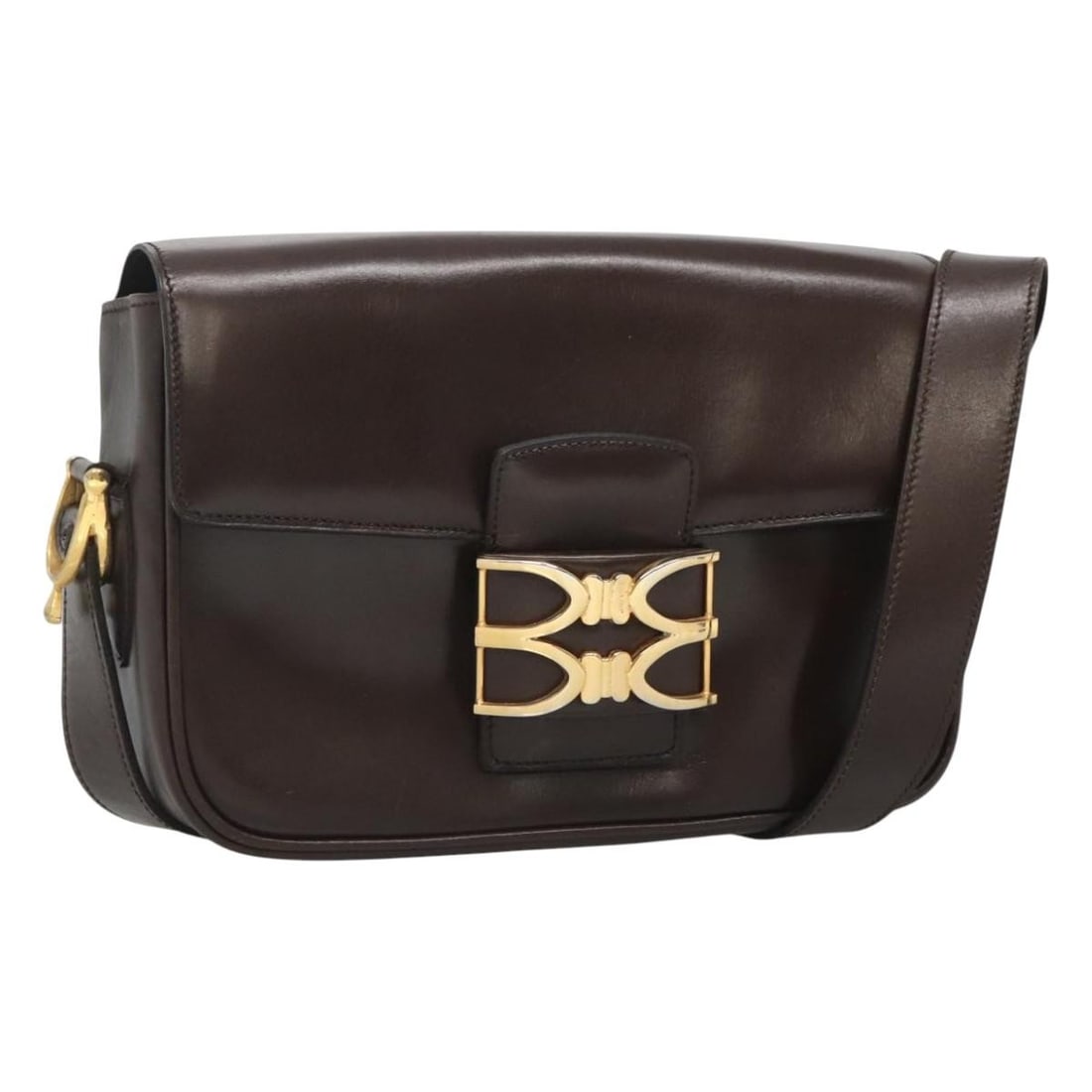 CELINE Brown Leather Shoulder Bag with Gold Accents Made in Italy (1 of 18)