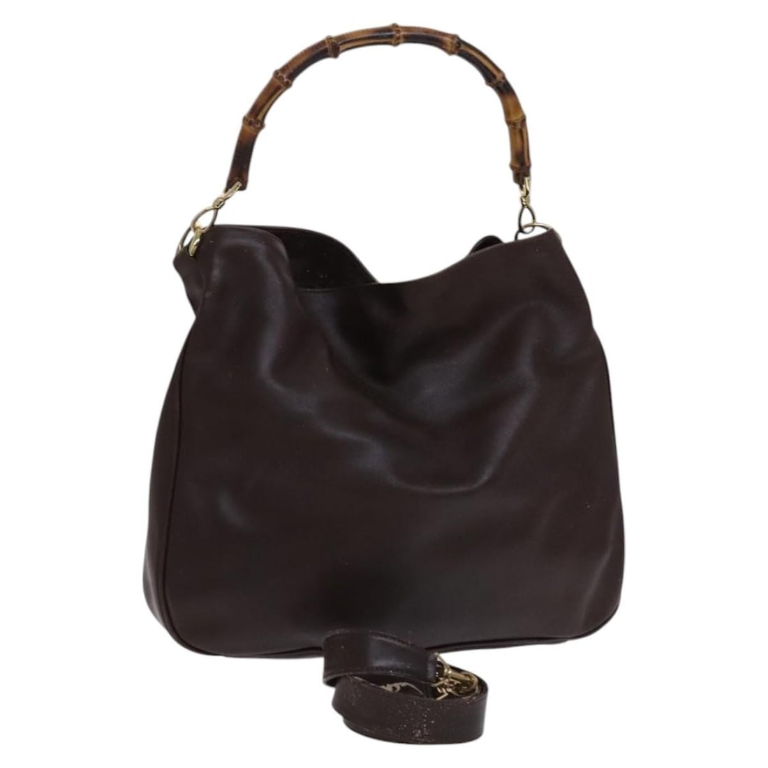 GUCCI Bamboo Leather Hand Bag Brown Gold 001 1705 1577 Authentic (1 of 18)