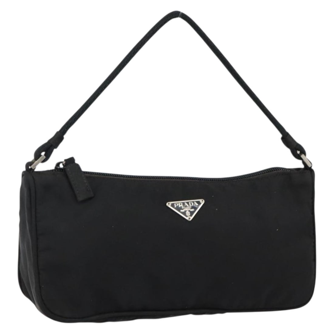 PRADA Nylon Black Silver Accessory Pouch Made in Italy Auth 145046 (1 of 18)