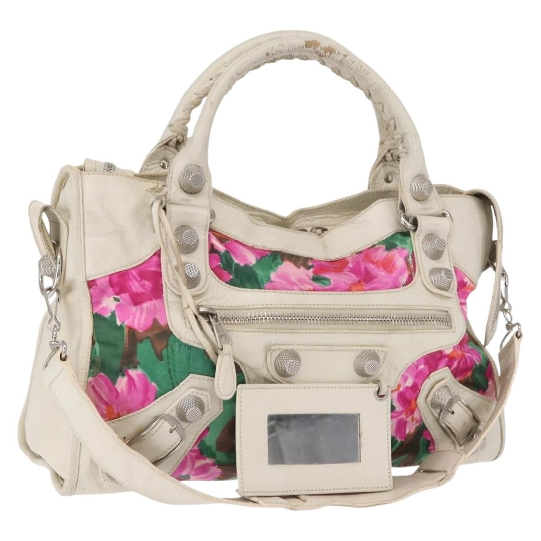 White Leather Giant City Handbag by Balenciaga with Shoulder Strap (1 of 18)