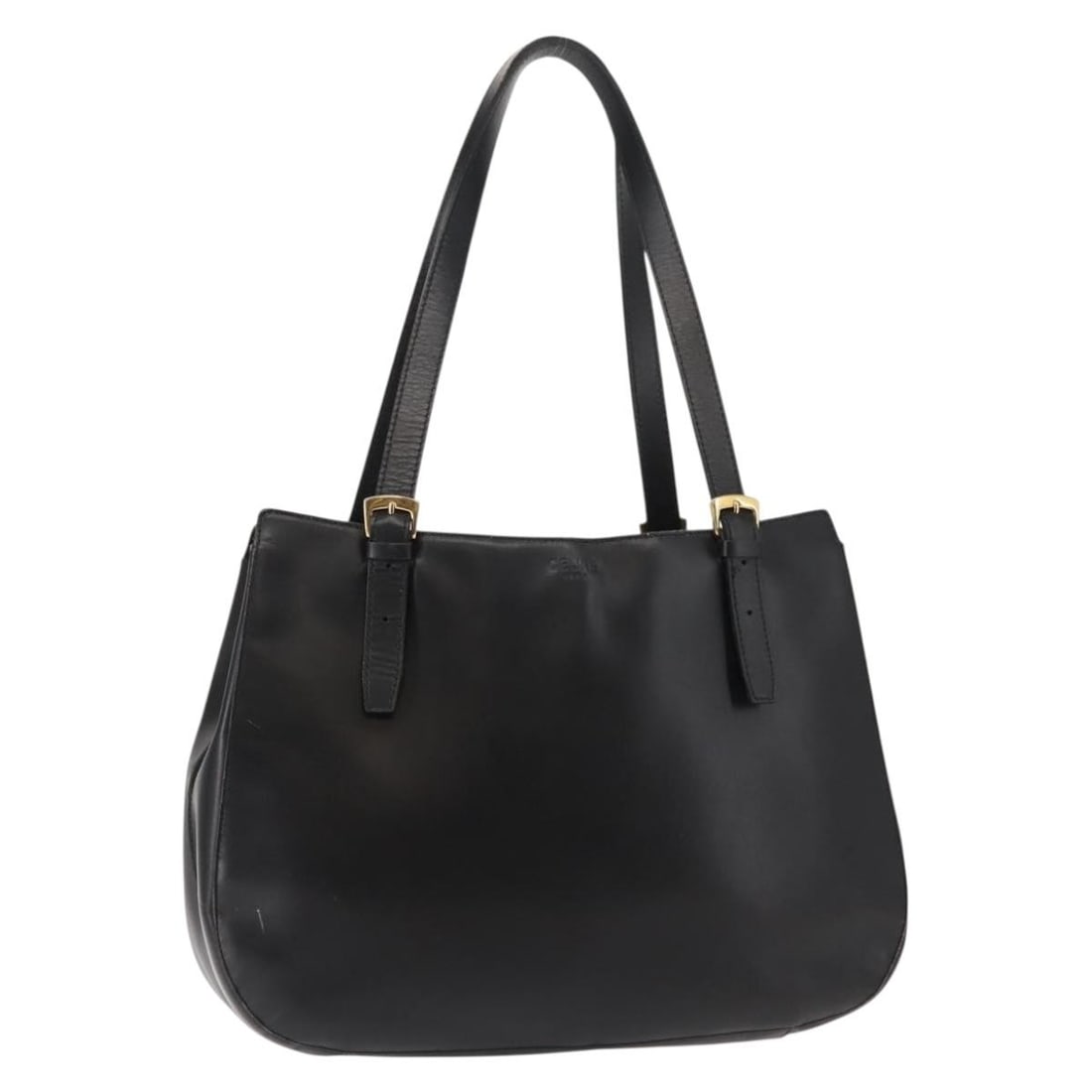 CELINE Black Leather Tote Bag with Gold Accents Authentic (1 of 18)