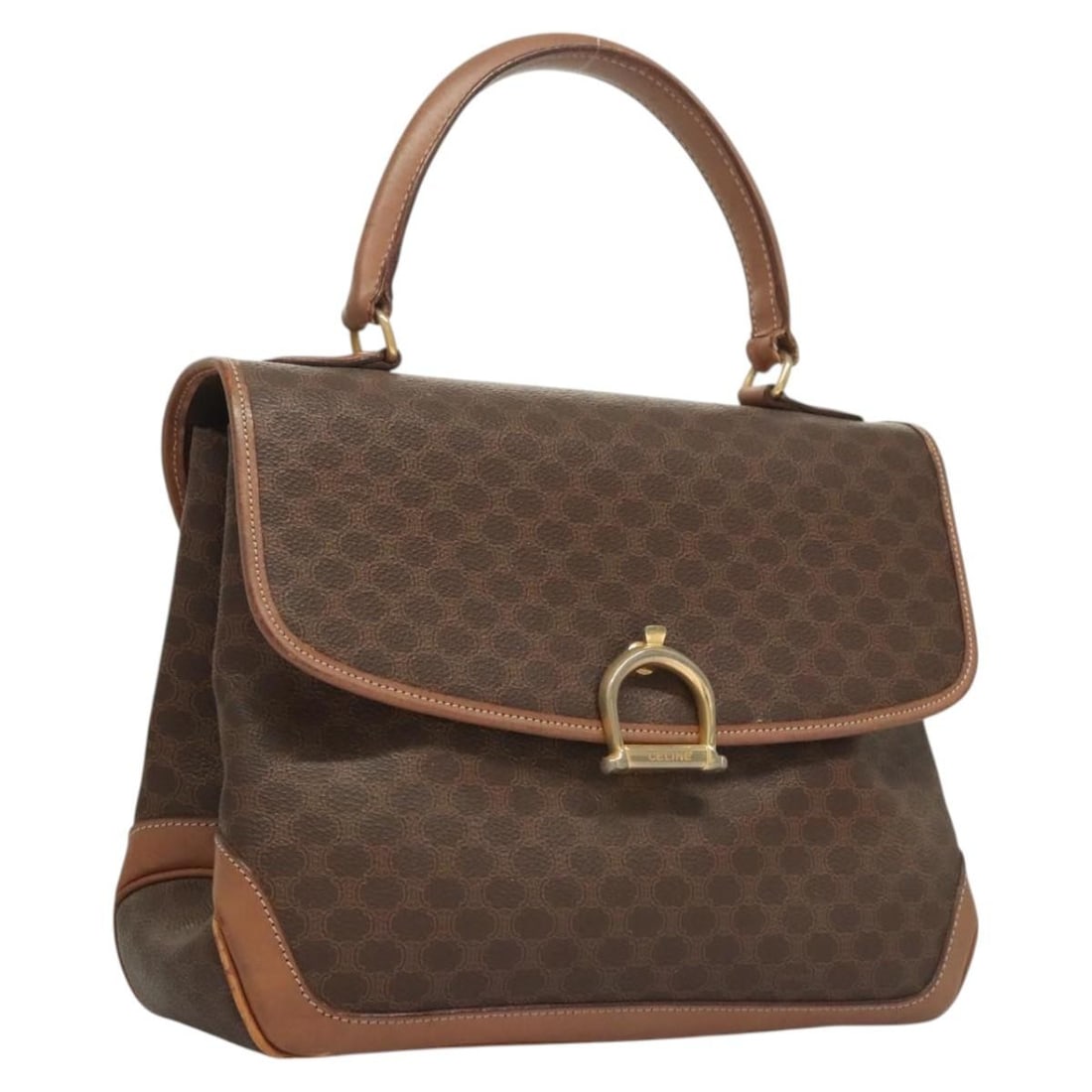 CELINE Macadam Hand Bag PVC Leather Brown Gold Made in Italy (1 of 18)