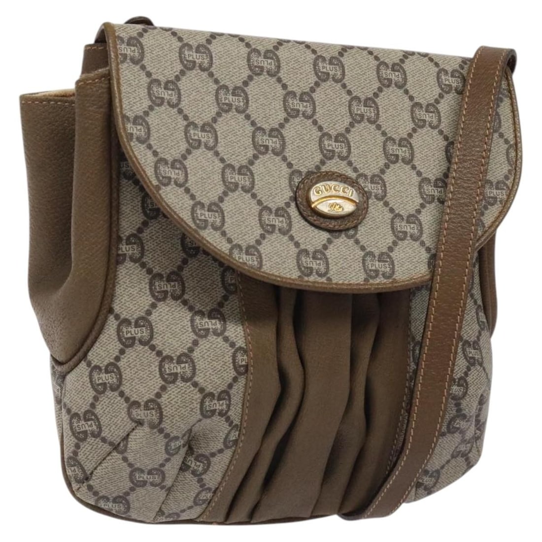 GUCCI GG Plus Supreme Beige Gold Shoulder Bag PVC Italy Auth (1 of 18)