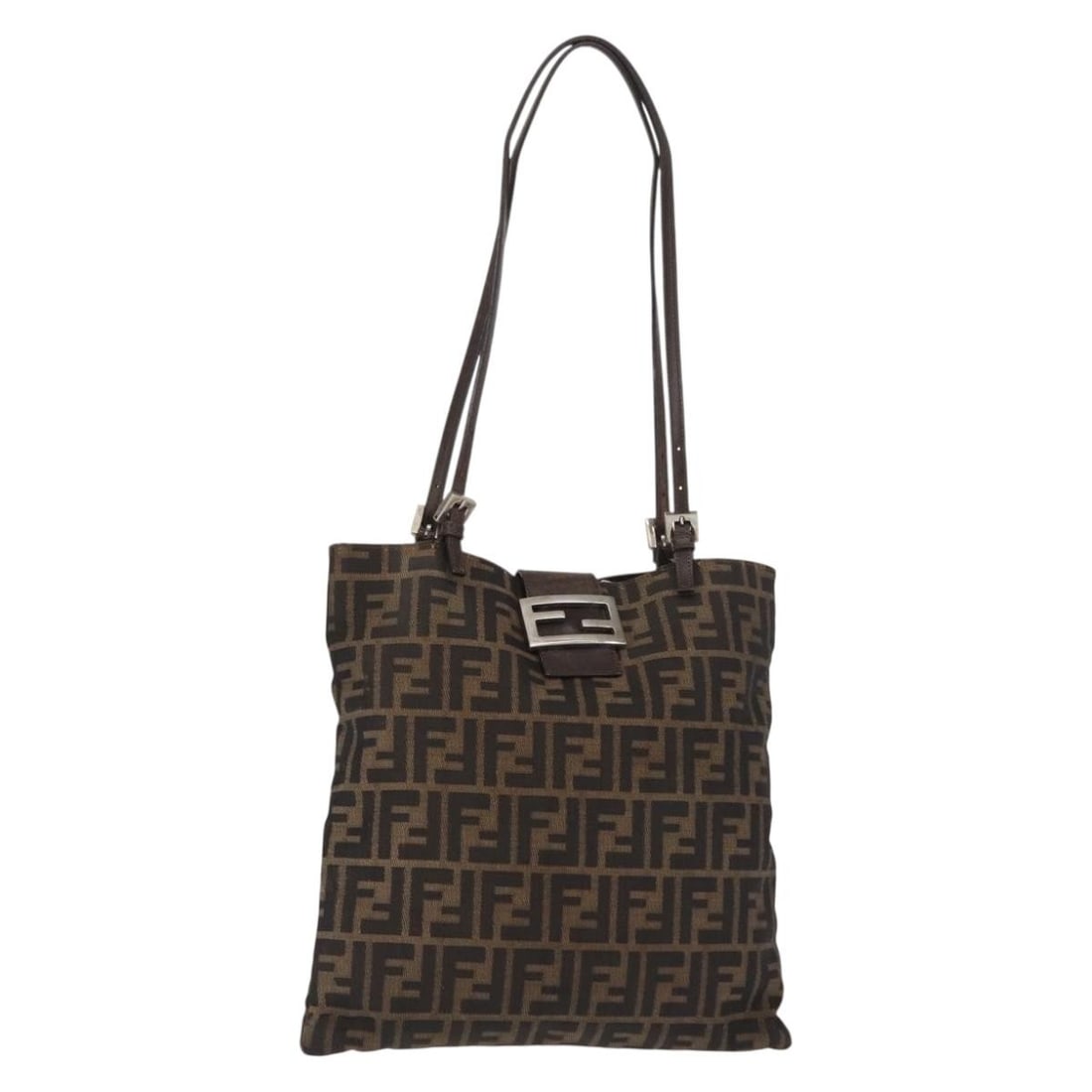 FENDI Zucca Canvas Mamma Baguette Black Brown Tote Bag Italy (1 of 18)