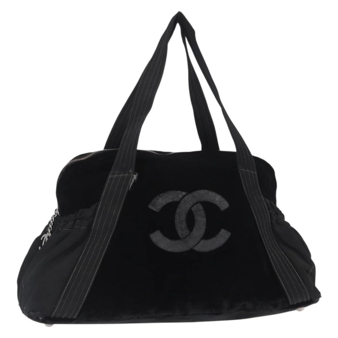 CHANEL Black Suede Tote Bag Auth BA9019 Made in Italy (1 of 18)