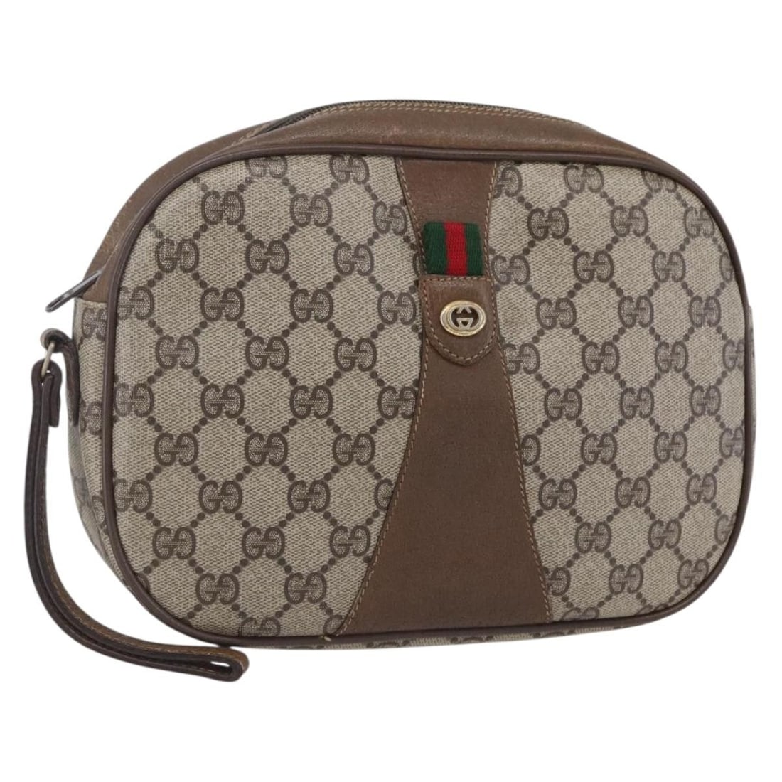 GUCCI GG Supreme Sherry Line Clutch Bag Beige Gold Red 89 01 034 Auth (1 of 18)