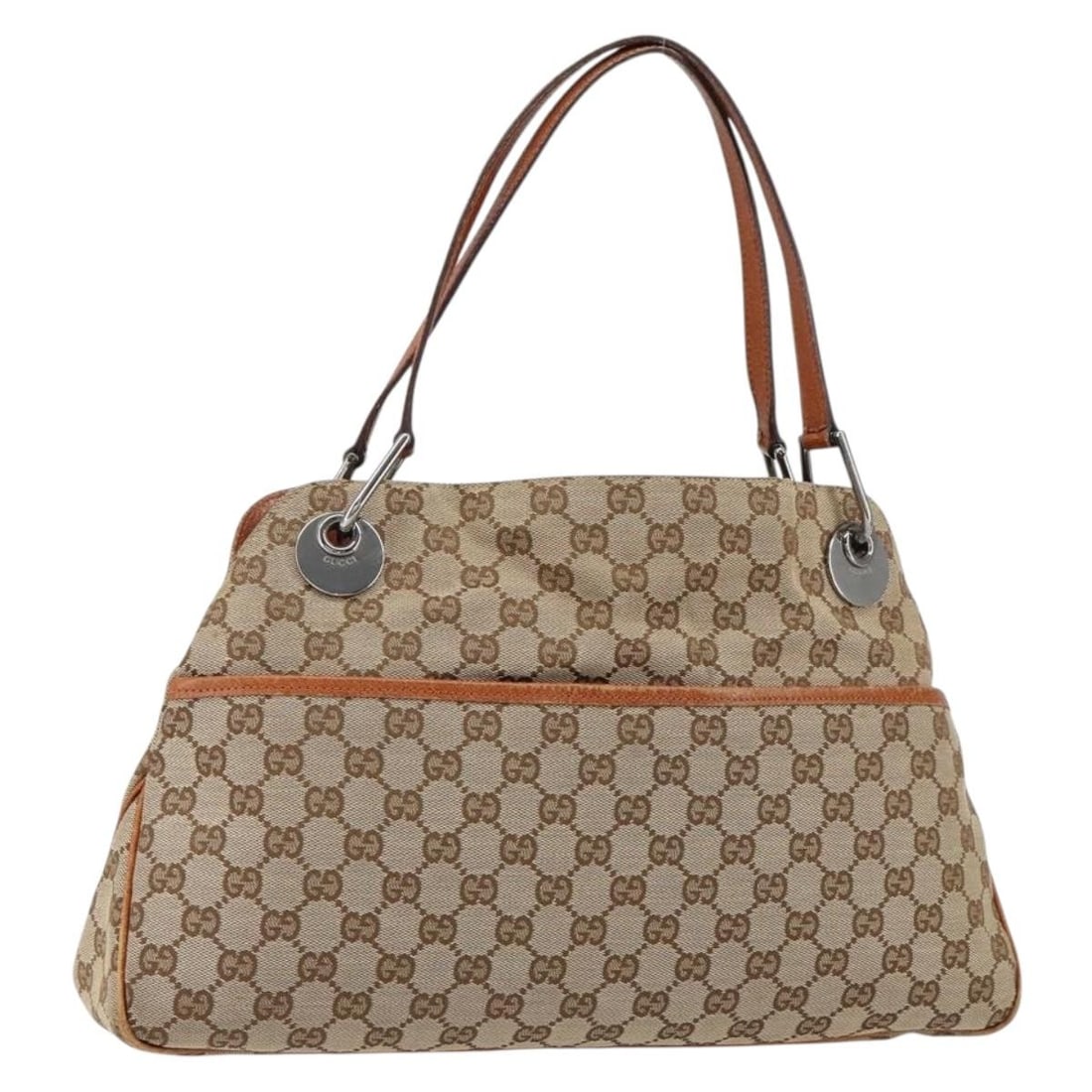 GUCCI GG Canvas Beige Silver Tote Bag Auth 121023 Italy (1 of 18)